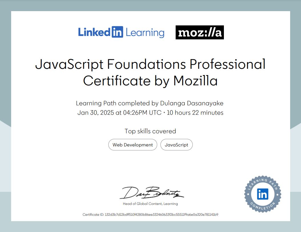JavaScript Foundations Professional
                      Certificate by Mozilla