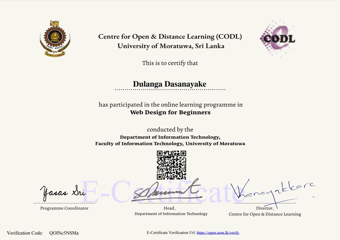 Web Design for Beginners Certificate